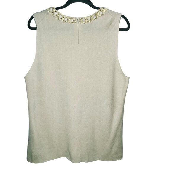 NWT Silk & Cotton Blend Embellished Shell Tank Cream Talbots Women XL Old Money - Picture 3 of 13